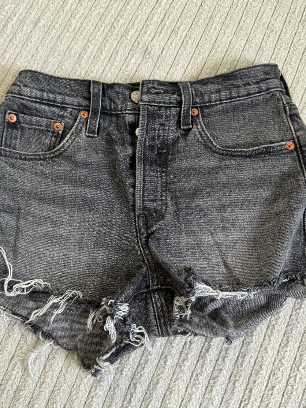 Levi Button Fly Denim Jean Shorts Black/Grey